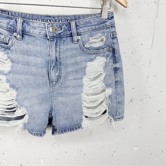 Lot of 3 American Eagle Size 4 Mom High Rise Distressed Black Blue Jean Shorts - Picture 5 of 16